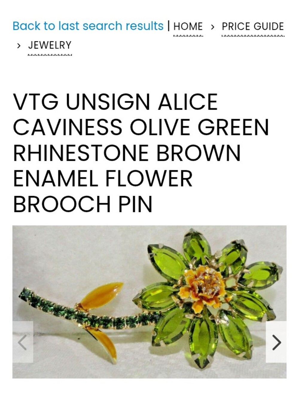 Vintage Alice Caviness Flower Brooch Pin Rhinestone Unsigned - Picture 2 of 7